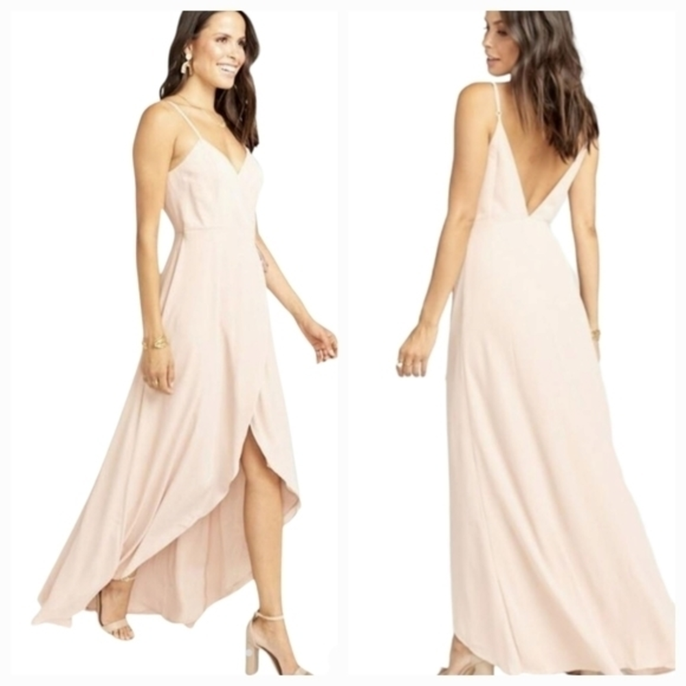 Show Me Your Mumu Mariah Wrap Midi Dress NWT champagne pink